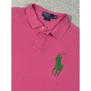 Polo by Ralph Lauren Men's Hot Pink Polo with Green Pony